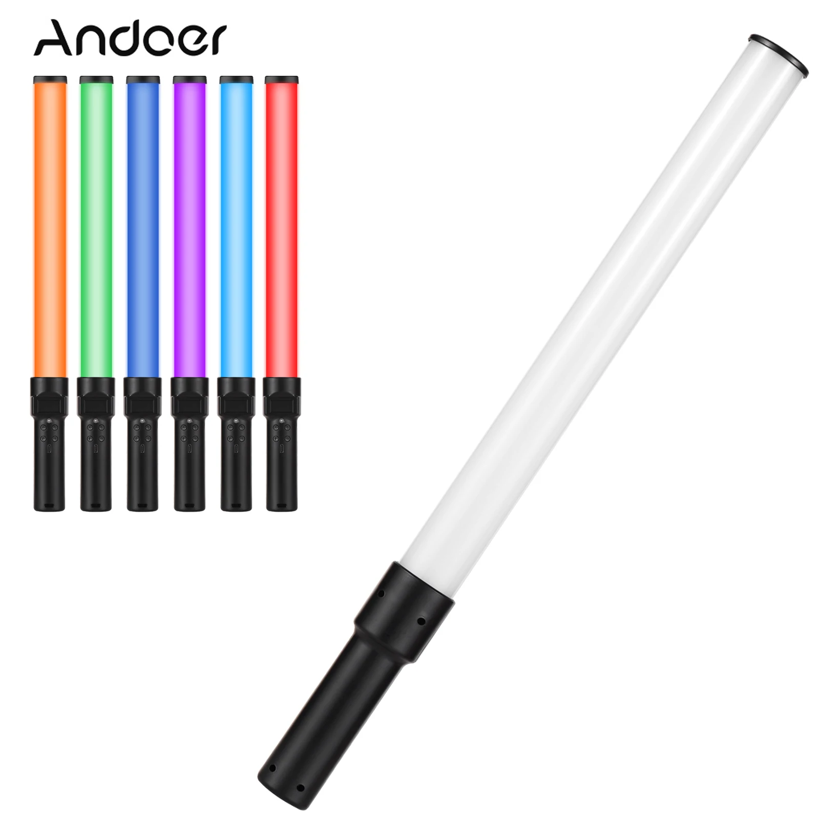 Andoer D2 Handheld RGB Light Tube LED Video Light Wand 2500K/5500K/8500K 7 Colorful Light Battery for Vlog Live Streaming