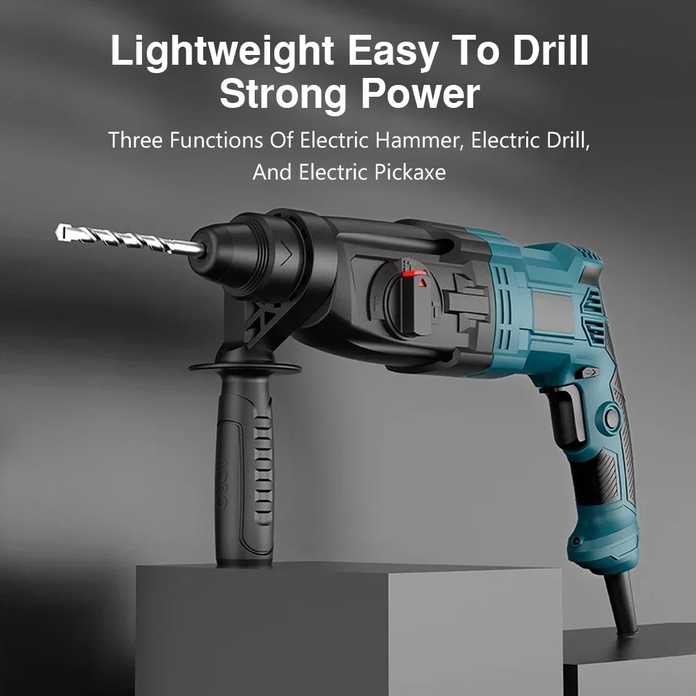 

3 in 1 multi-function electric rotary hammer, 800W electric drill, concrete drilling machine set for home and garden