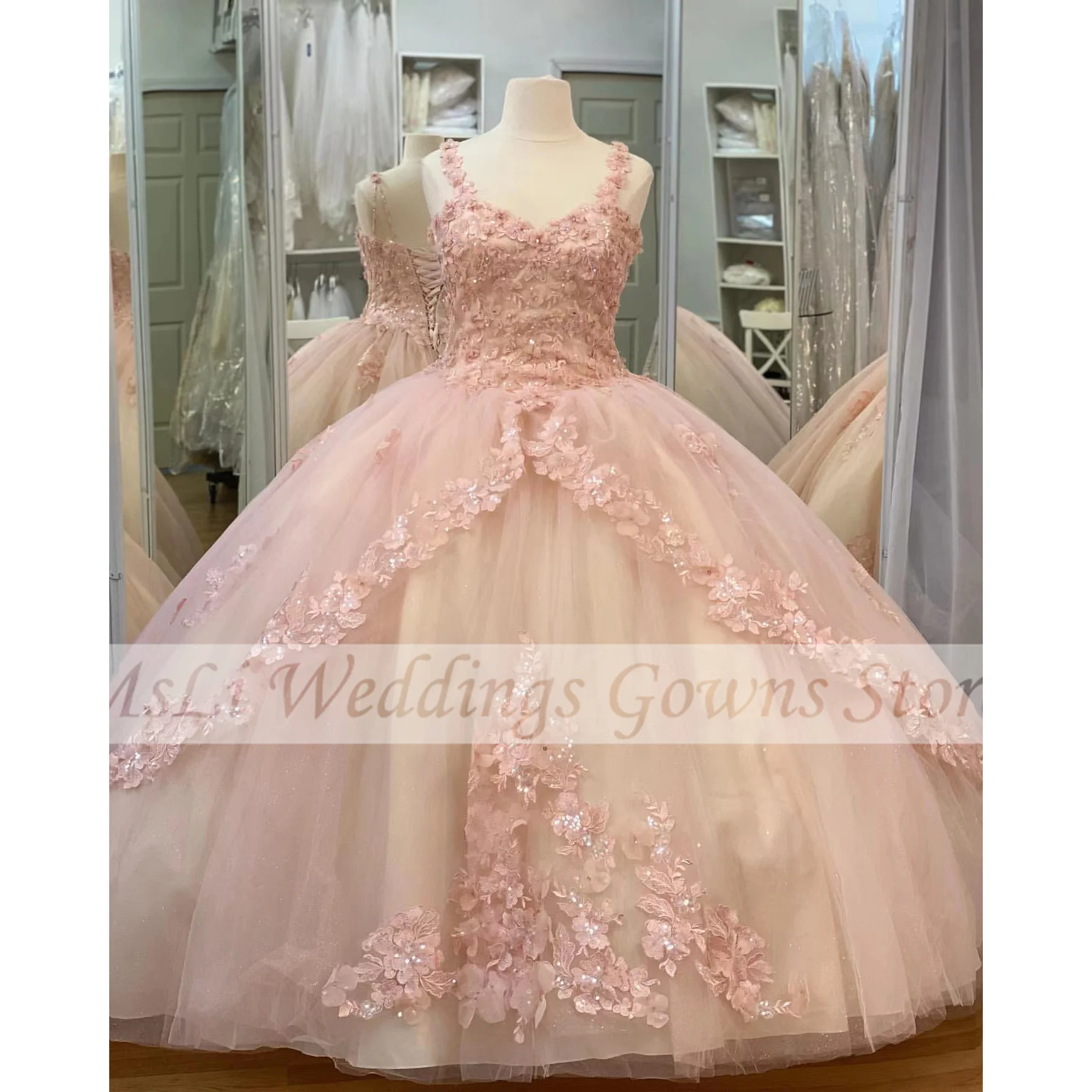 

Милое розовое платье Quinceanera с бусинами, блестками и бусинами, на тонких бретелях, 15 16, платье для вечеринки в честь Дня Рождения, выпускного вечера