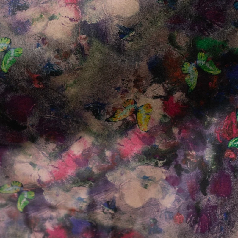 

Chinese Style Butterfly Print Curtains Fabric Oil Painted Retro Designer Handmade Sewing Home Crafts Materials Decorative Art