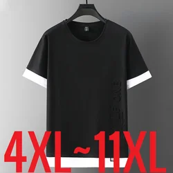 2024 Large Size Men's T Shirt O Neck Short Sleeve Tshirt Men Summer Cotton Casual T-shirt Male Top Big Size Plus 10XL 11XL Black