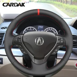 Black Artificial Leather Car Steering Wheel Cover for Acura RDX TL ILX 2009-2022