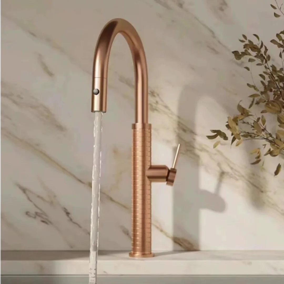 Brushed Rose Gold Pull Out Kitchen Faucet Brushed Gold Sink Faucet Mixer Tap Kitchen mixer taps Grey Pull Out Kitchen Tap