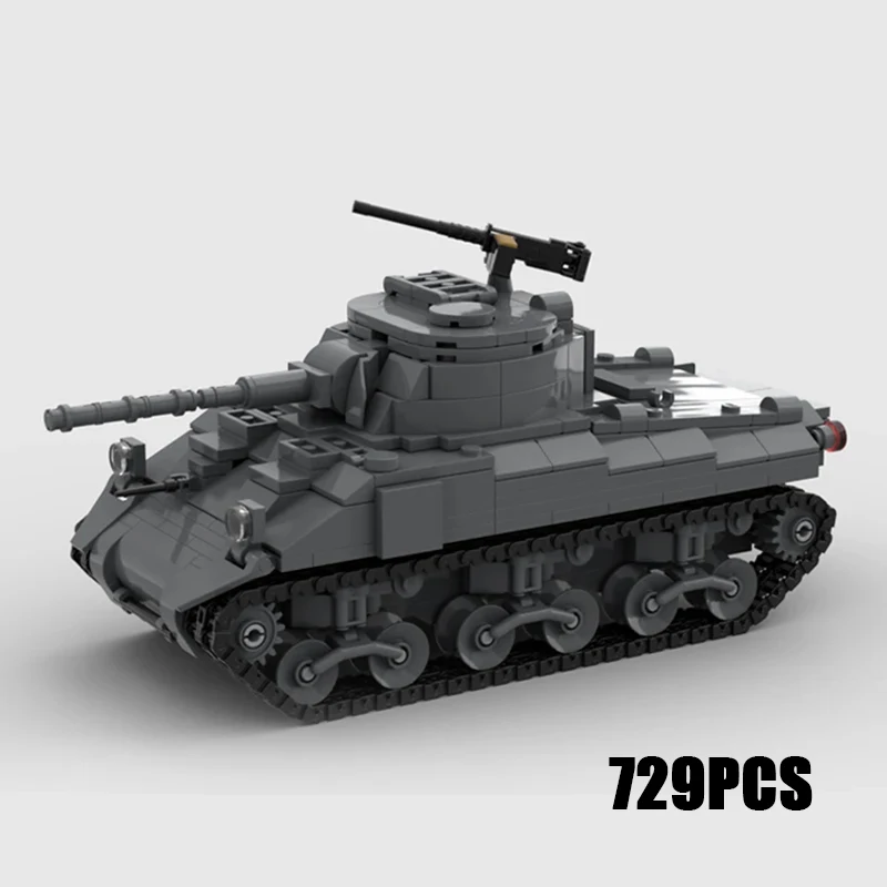 

Moc Building Bricks Military Weapon Model M4 Sherman Tank Technology Modular Blocks Gifts Toys For Children DIY Sets Assembly