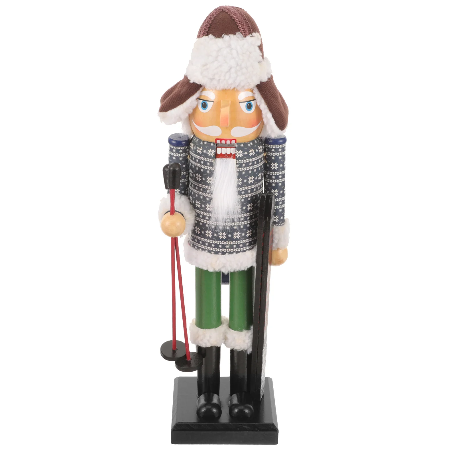 

Wood Craft Nutcracker Christmas Skiing Man Nutcracker Decoration Xmas Desktop Ornament Traditional Holiday Table Decor