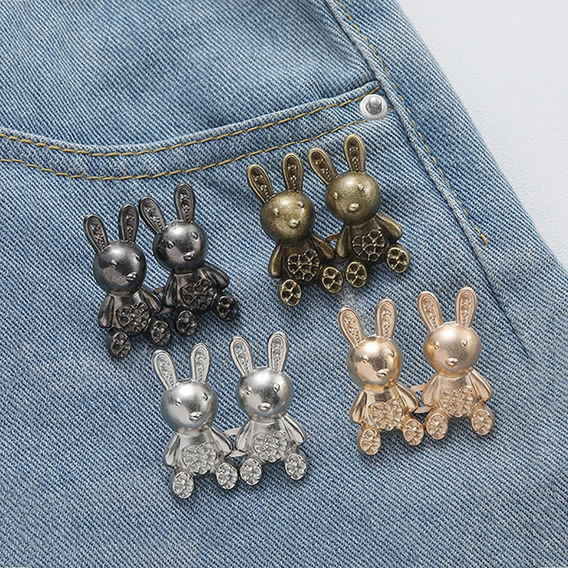 Metal Rhinestone Rabbit Waist Buckle Cute Bunny Adjustable Waist Tightener No Sewing Required Waist Buckle