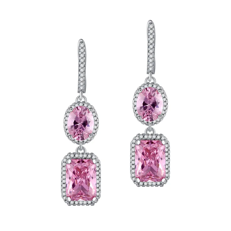 HUATIWOCY Luxury Women Earrings with Zircon 925 Silver Jewelry for Wedding Promise Engagement Party Gift Accessories Wholesale