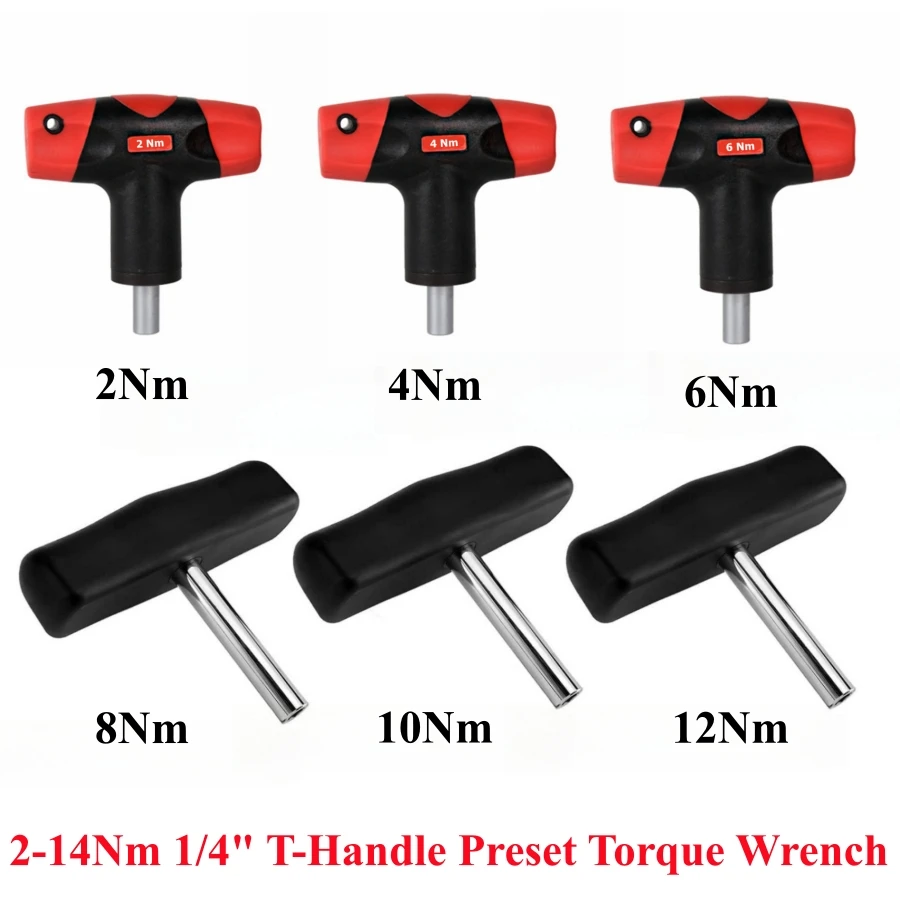 2-14Nm T-Handle Preset Torque Wrench Screwdriver Tool Compatible with Standard 1/4\