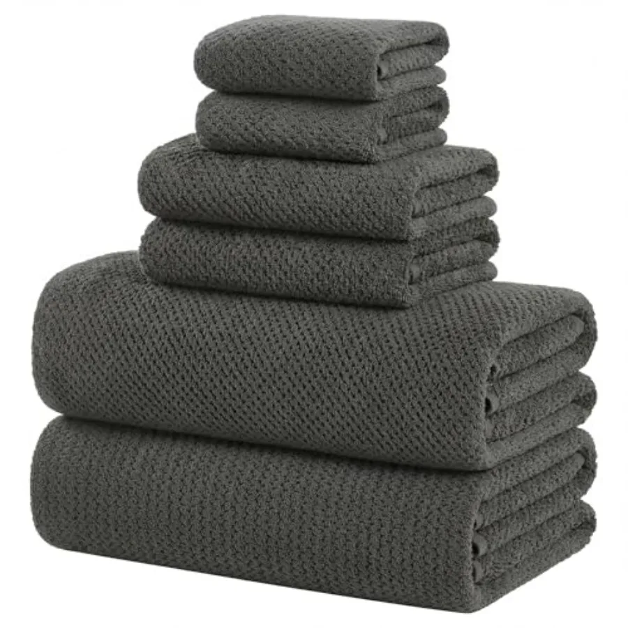 Bath Sheets 40x80 Inches Extra Large Bath Towels Set of 6 for Bathroom Use, Microfiber Material, Charcoal Gray, Super Soft Abso