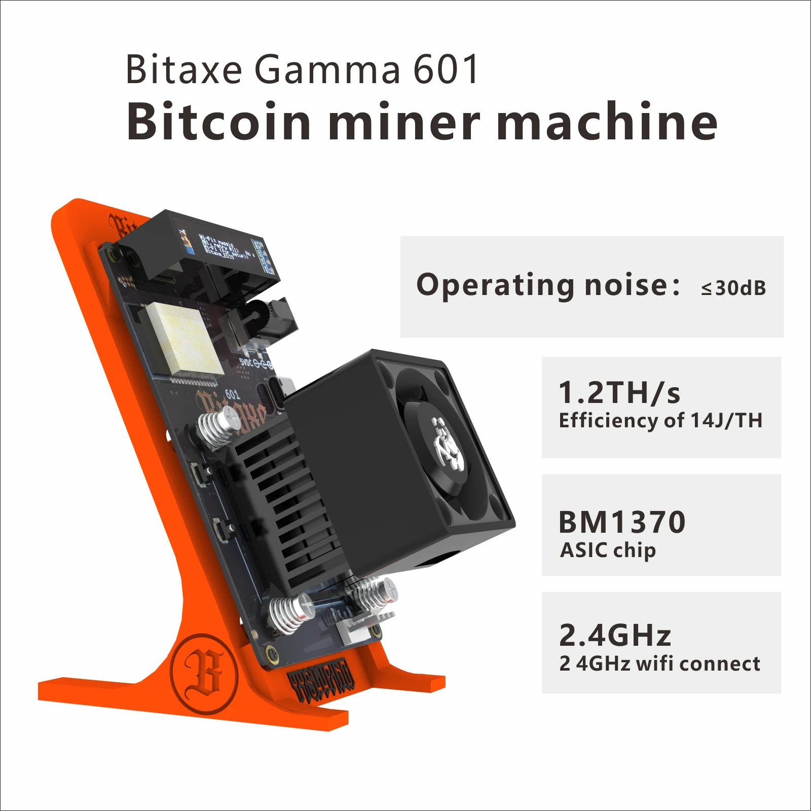 Bitaxe-Bitcoin Miner Orange, a taxa de hash da rede Bitcoin é cerca de 1,2 th/s, 601