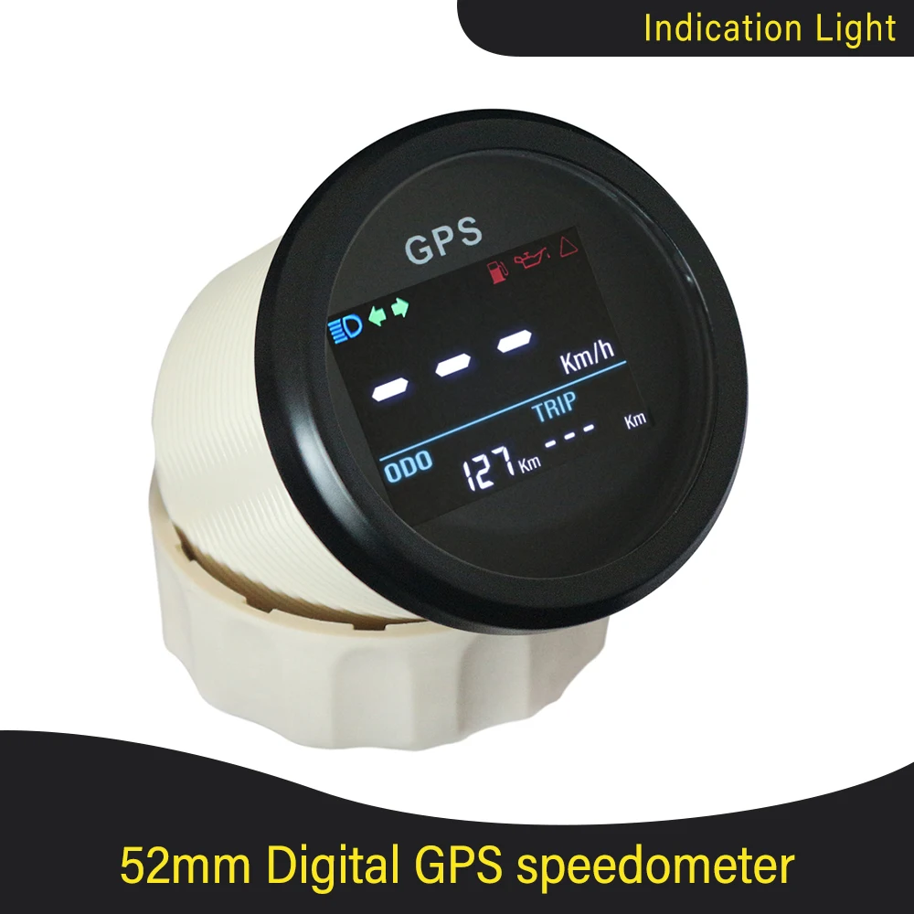 Car Boat 52mm Digital GPS Speedometer Tripmeter KM/H MPH Knots Odometer Adjustable GPS Blind Area Odometer Compensation 12V 24V