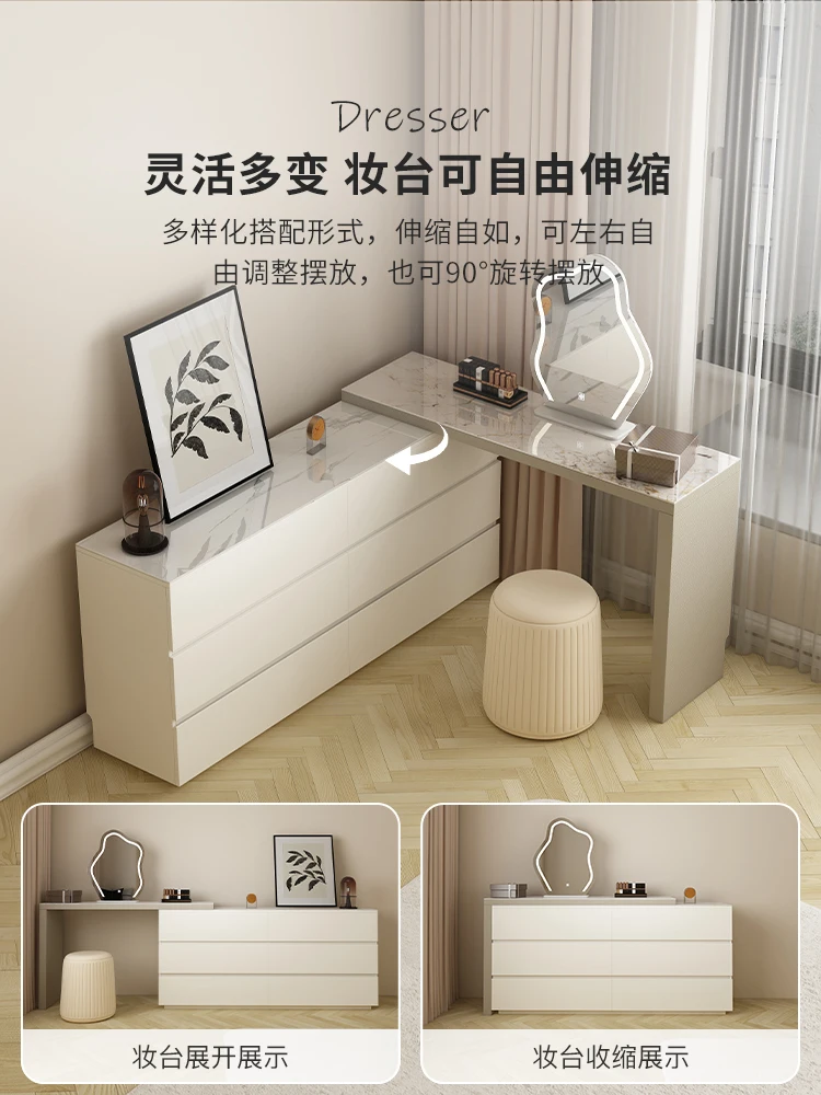 French style rock board dressing table storage cabinet bedroom bed end six bucket cabinet makeup table 2023 new model