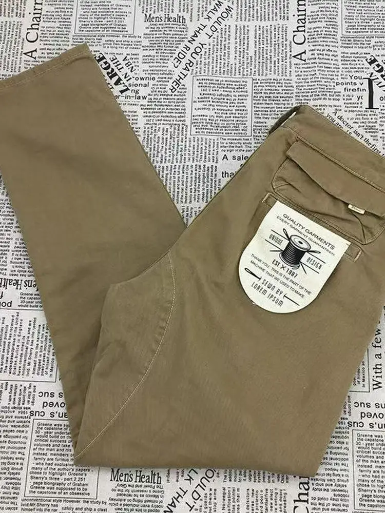 

Waed Vintage Pure Cotton Casual Pants Men's Autumn Winter Workwear American Camouflage Straight Leg Long Trousers