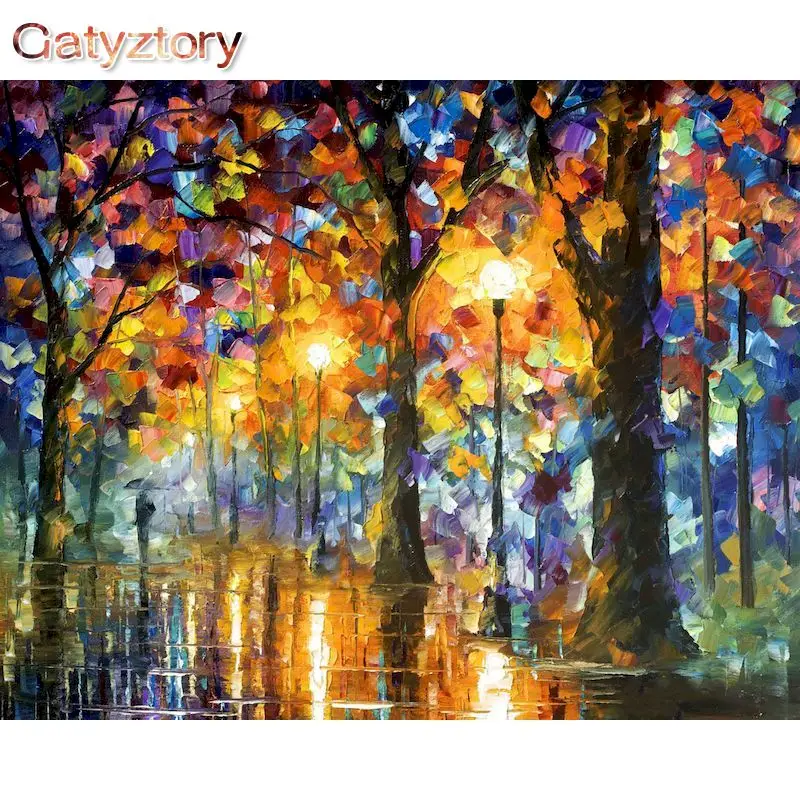 GATYZTORY DIY oil painting by numbers Colored Street Scenery modern home wall art picture acrylic paint by numbers unique gift