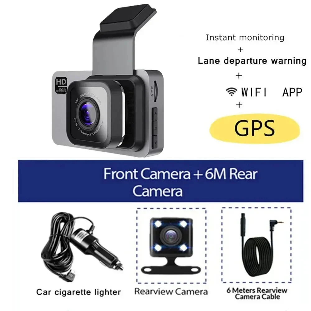 Car Dashcam With WiFi Dash Cam 170 Degree Wide Angle Black Box Night Vision Front Camera for Car Gps 3.0 Inch Cam