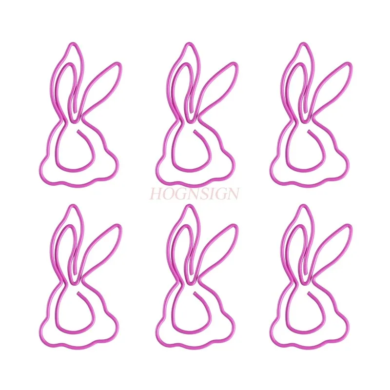 12pcs Rose Red Jade Rabbit Paper Clips Animal Cartoon Creative Paper Clips Shaping Pins