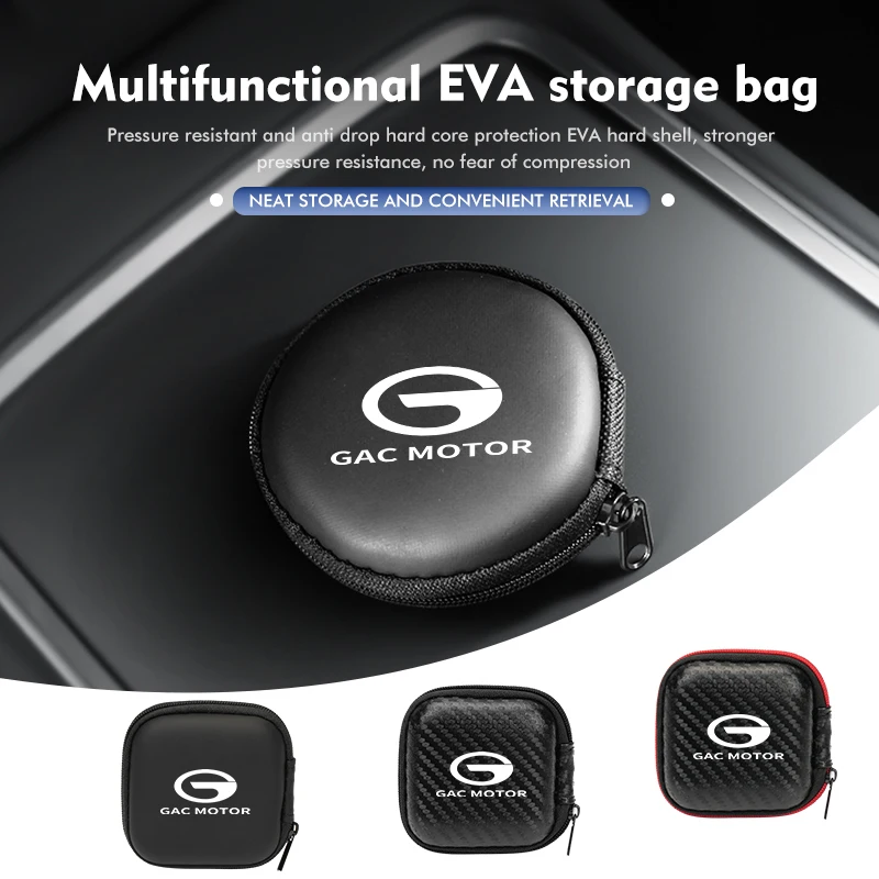 Earphones Storage Bag Wired Headphones EVA Zipper Storage Box For GAC MOTOR Trumpchi GE3 2016-2020 GS3 GS4 GS5 GS8 GA4 GA6 GA8