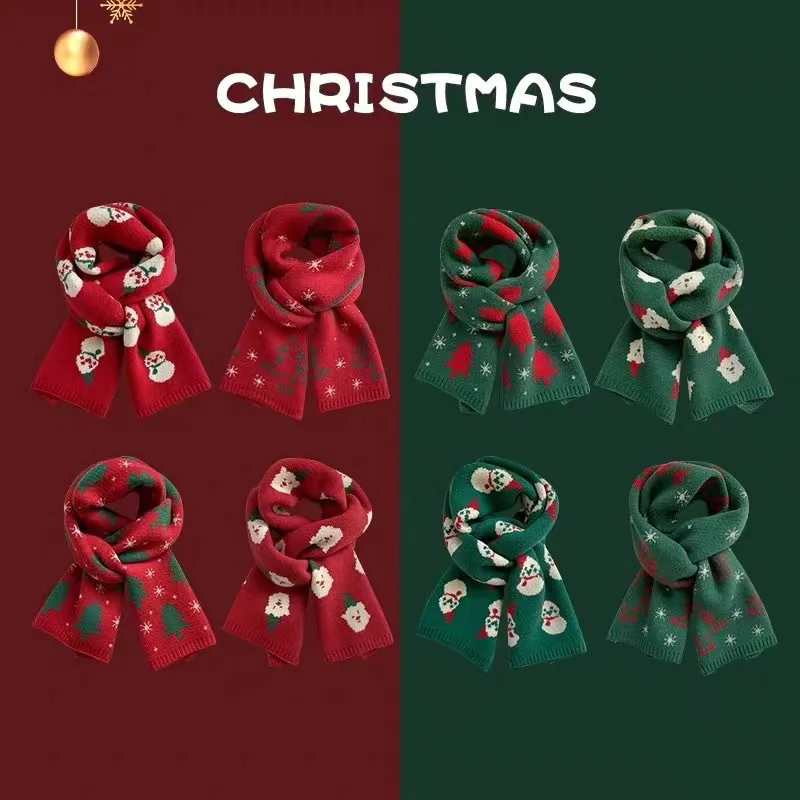 Autumn New Christmas Warm Scarf Woman Cute Striped Plaid Elegant Shawl Girl Holiday Party Casual Preppy Style Winter Scarf