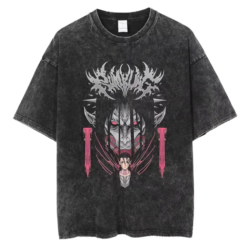 New in Top & Tees Mens T-Shirt Anime Attack on Titan Eren Jaeger Printed Round Neck Y2k Tshirt Men Clothing 2026 New Summer