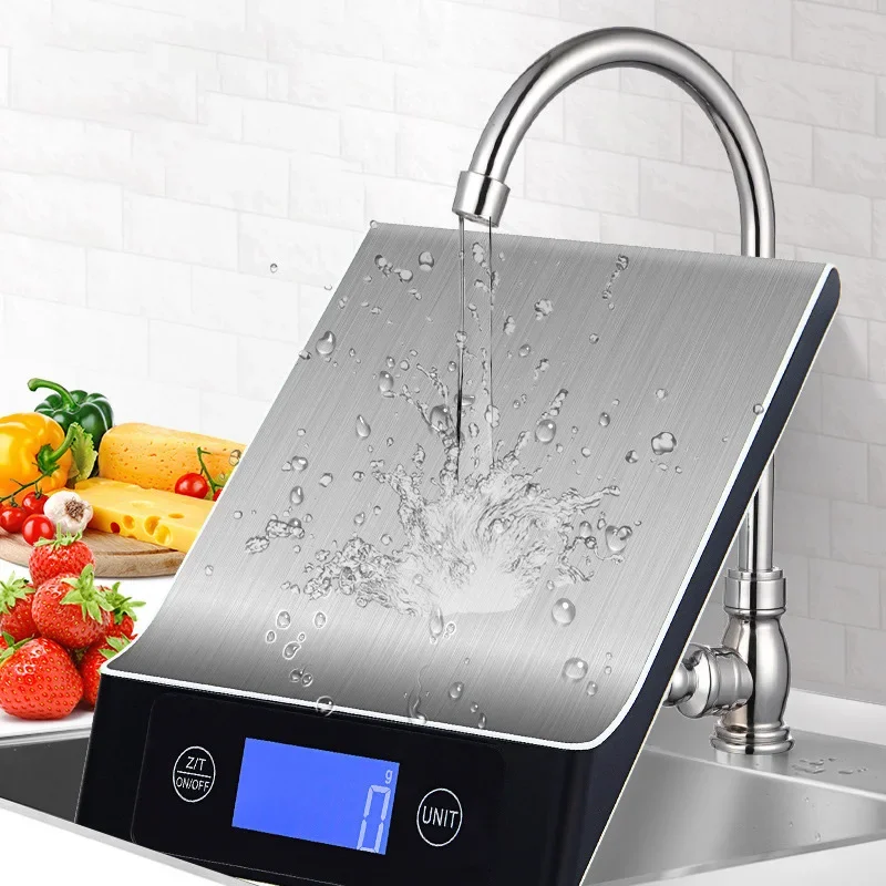 Küchenwaage, 15 kg/1 g, Wiegen von Lebensmitteln, Kaffeewaage, intelligente elektronische Digitalwaage, Edelstahl-Design zum Kochen und Backen