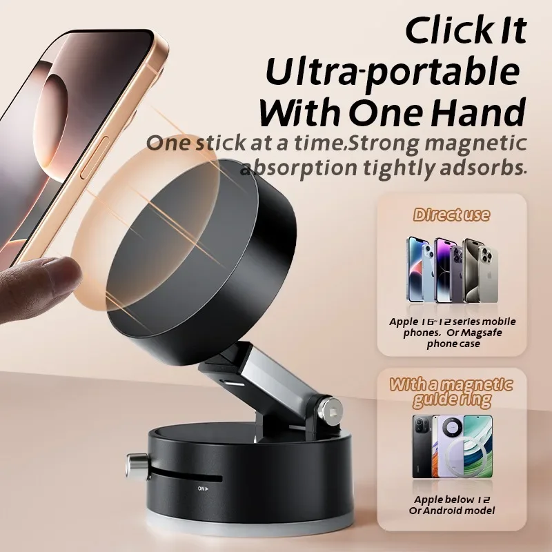 Vacuum Suction Cup Stand Foldable Telescopic Magnetic Double Sided Multifunctional Phone Holder for Kitchen and Lazy Use