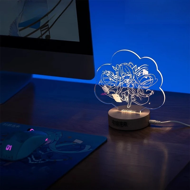 初音ミク-アクリルランプ-アニメナイトライト-かわいいベッドサイドムード照明-子供部屋の装飾-女の子の誕生日プレゼント