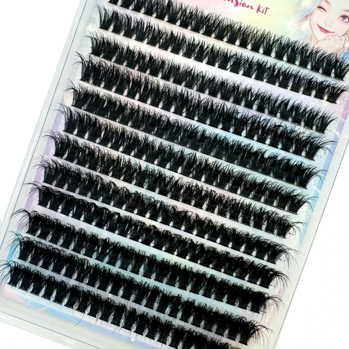 Kit de extensão de cílios fofos 60d + 80d + 100d, conjunto de extensão de cílios grossos, 10-18mm, kit de cílios únicos, faça você mesmo