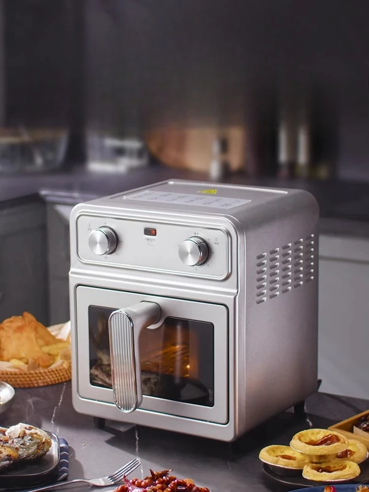 

Stainless steel air fryer household new large-capacity double heat source visual electric fryer