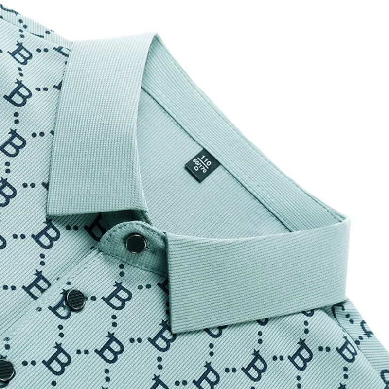 Camisa polo de manga curta masculina, carta high-end, casual, moda da moda, novo, verão