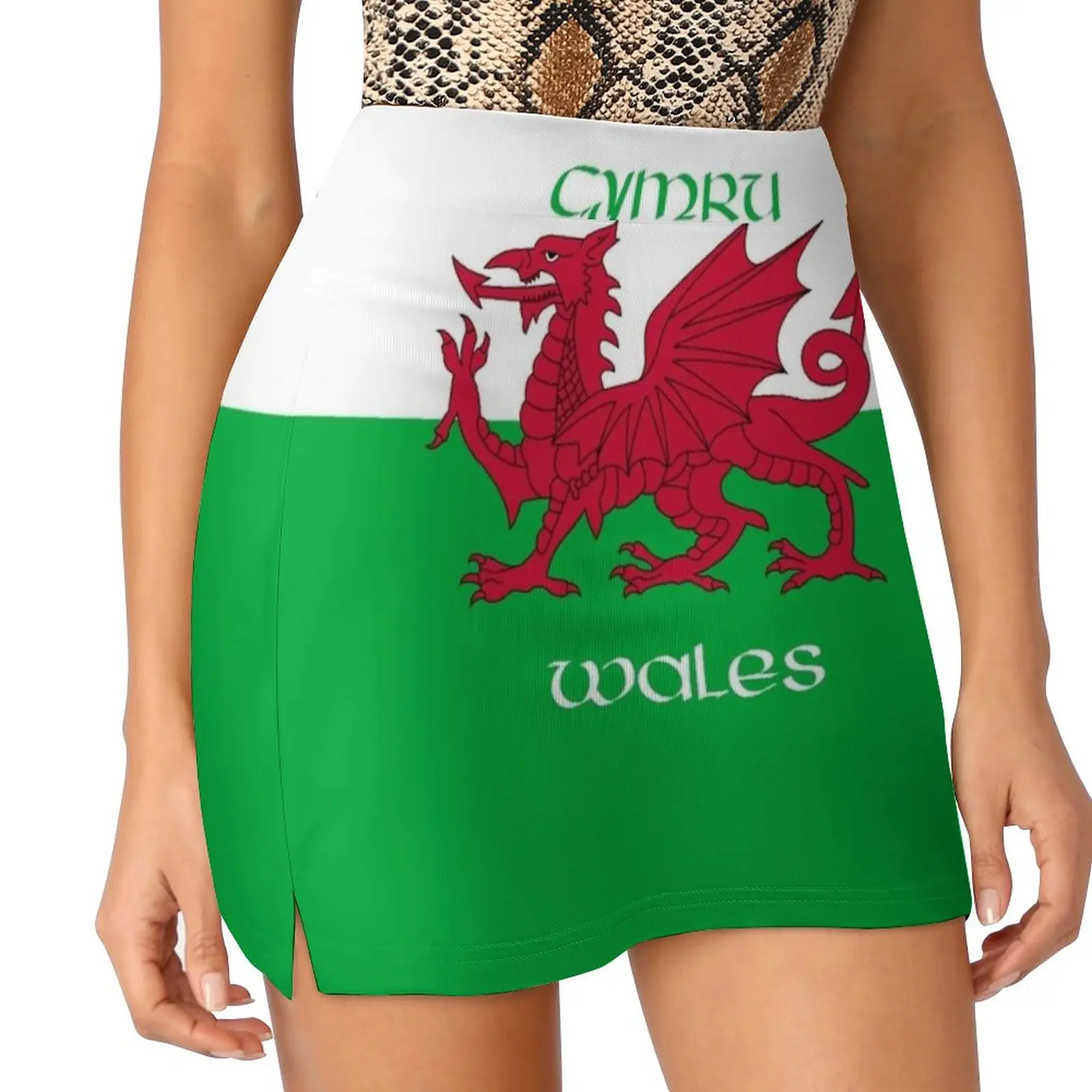 Cymru / Wales-The Welsh Dragon Flag Women's skirt Y2K Summer Clothes 2022 Kpop Style Trouser Skirt With Pocket Wales Welsh Flag