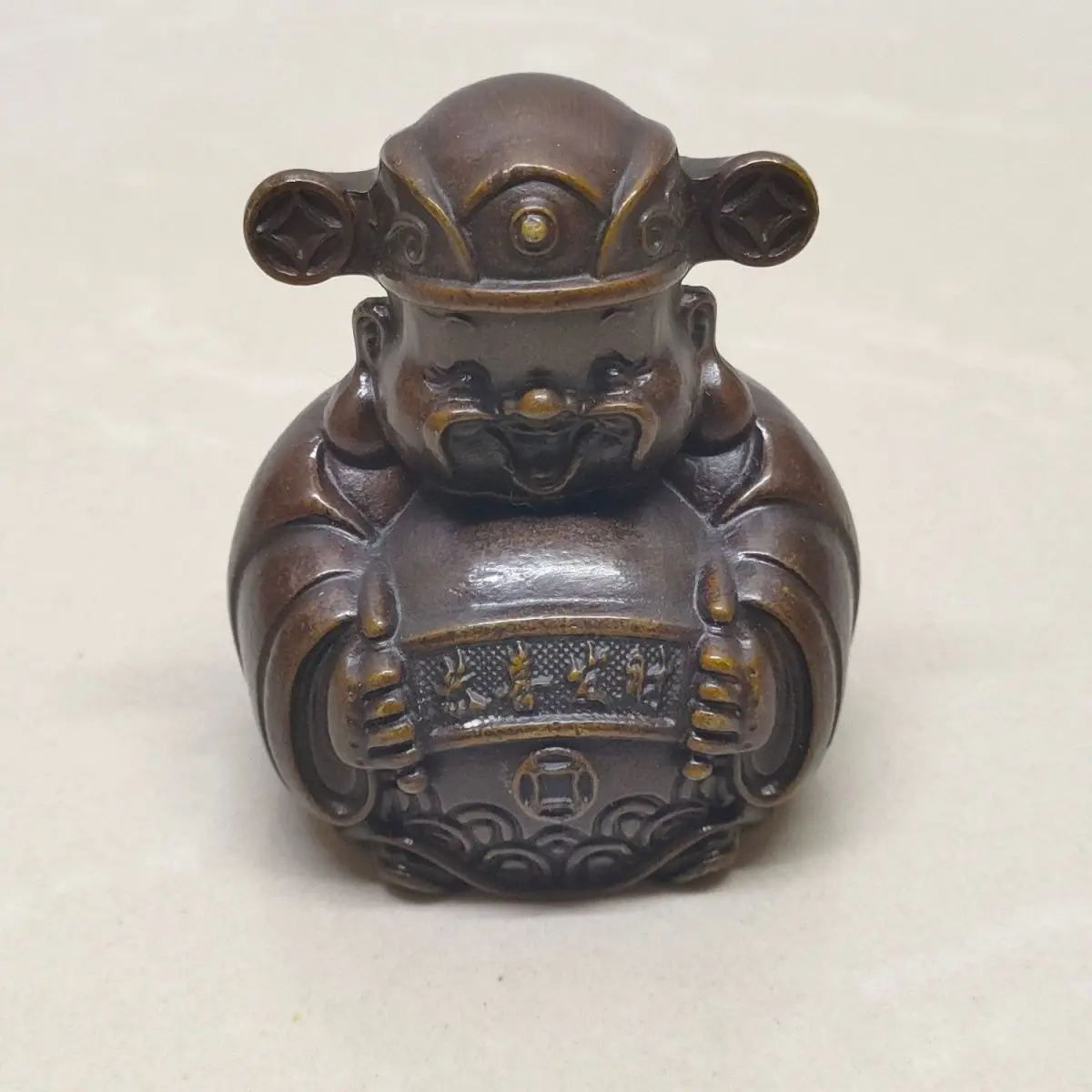Brass Lucky God of Wealth Smiling Face God of Wealth Bronze Ornaments