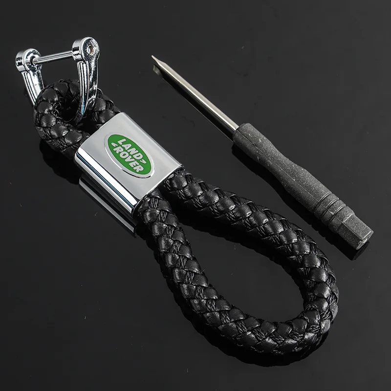 PU Leather Braided Woven Rope Car Keychain Strap For Land Rover Discovery 3 4 Vogue Velar Freelander 1 2 SVR Evoque Accessories