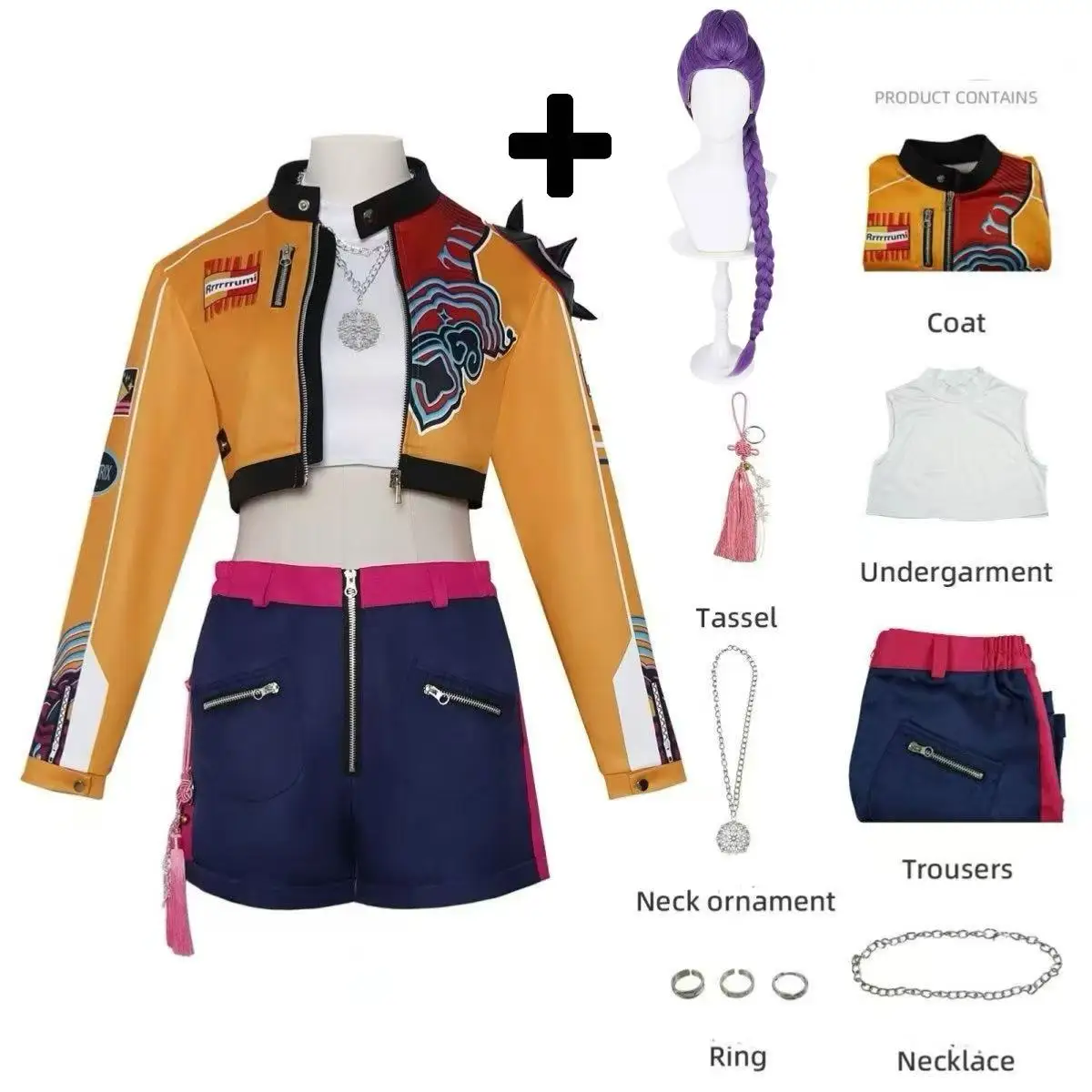 Children Cosplay Performance Costume Outfit K-POP Rumi Group Concert Halloween Clothes Earring Accessory Outfit Size 110-160