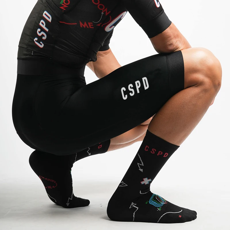 CSPD Men Cycling Bib Shorts with Gel Pad, Mountain Bike Shorts Powerband Gripper, Breathable Road Bicycle Tight Culotte Ciclismo