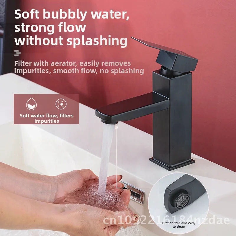 

Luxury Black Stainless Steel Basin Faucet with Gun Gray Finish Hot And Cold Single Handle Washbasin Toilet Sink Water Inlet Pipe