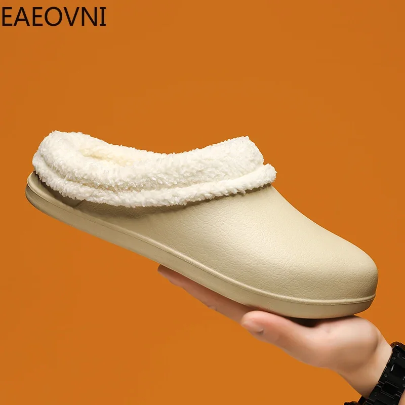 New Cotton Slippers for Men Round Toe Lightweight Water Proof Casual Shoes Trendy All-match Men's Eva Slipper Winter Main Push