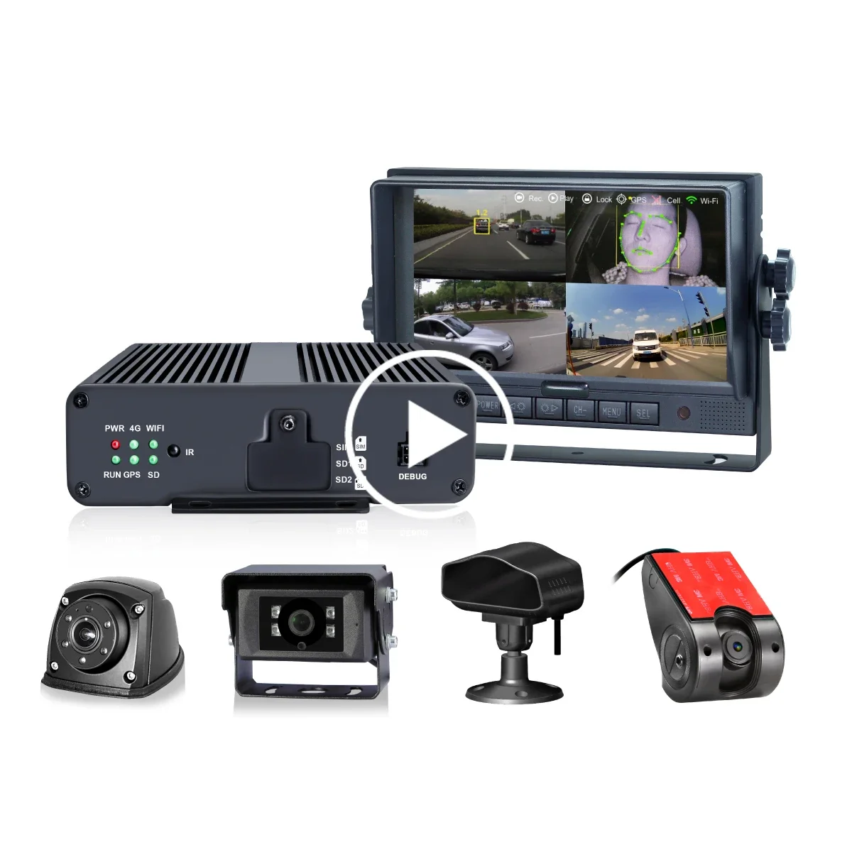 

STONKAM 4 Channel Mobile Dvr Adas Forward Collision Warning Driver State Monitoring G-sensor for Truck Heavy Equipment