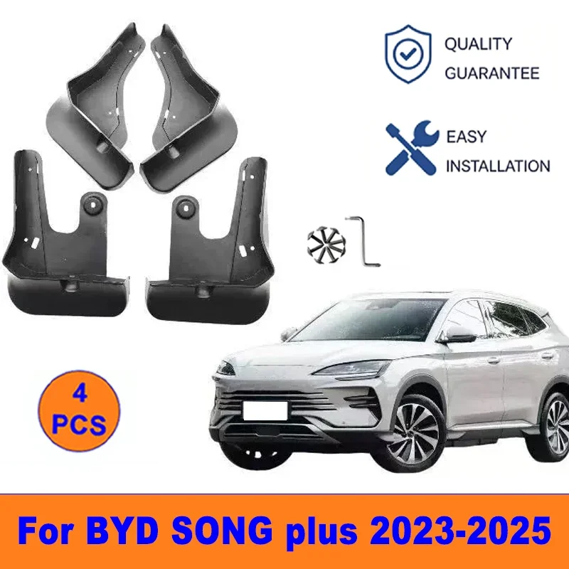

4Pcs Mud Flaps For BYD SONG plus 2023-2025 - Splash Guards Front & Rear Wheel Fender Mudguards Car Exterior Protection Accessory