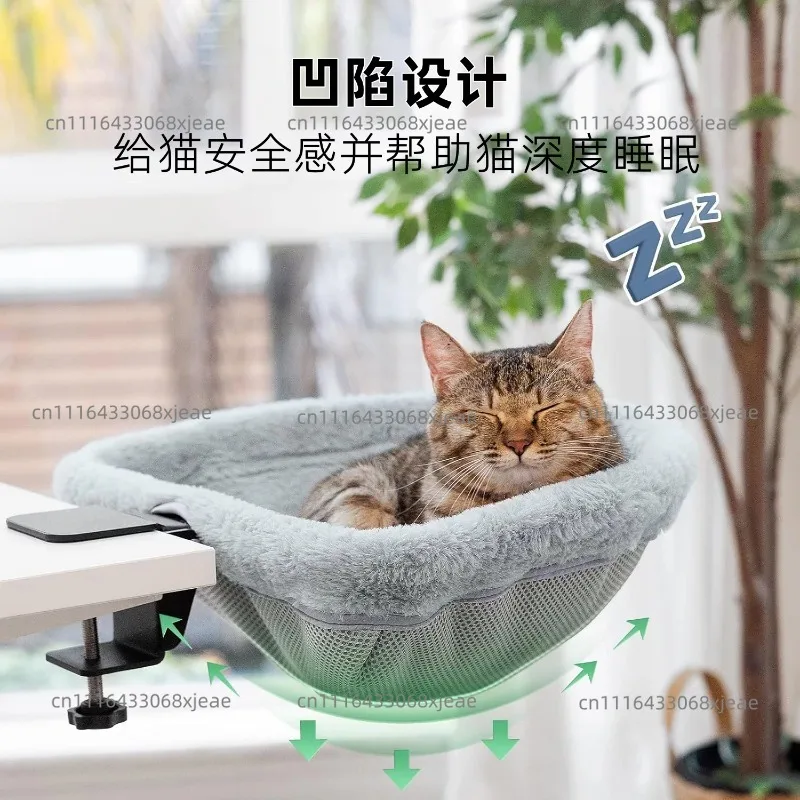 Multifunctional Cat Bed Desk Round Cat Nest Cat Hammock Foldable Computer Desk