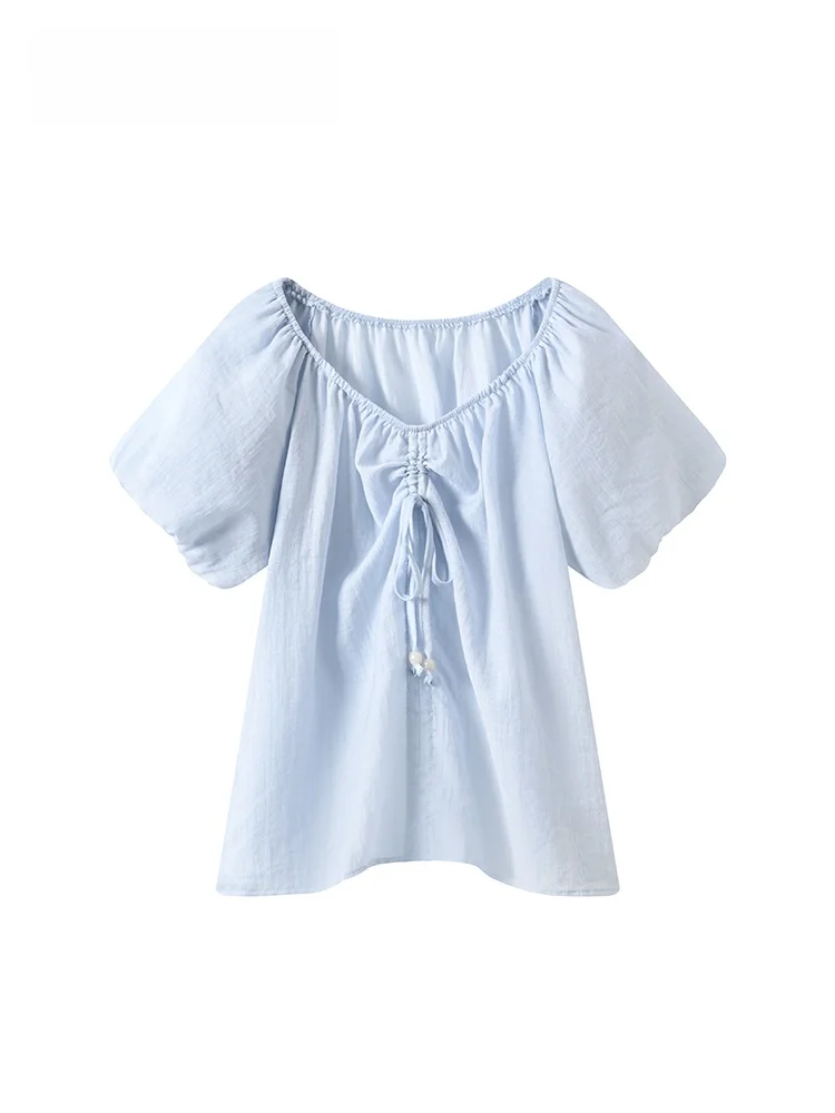 

Fashionable Casual Short Sleeve Shirt Women's plus Size Summer New Style Cara CLUB Trendy Top for Plump Sister Loose Fit Bubb...