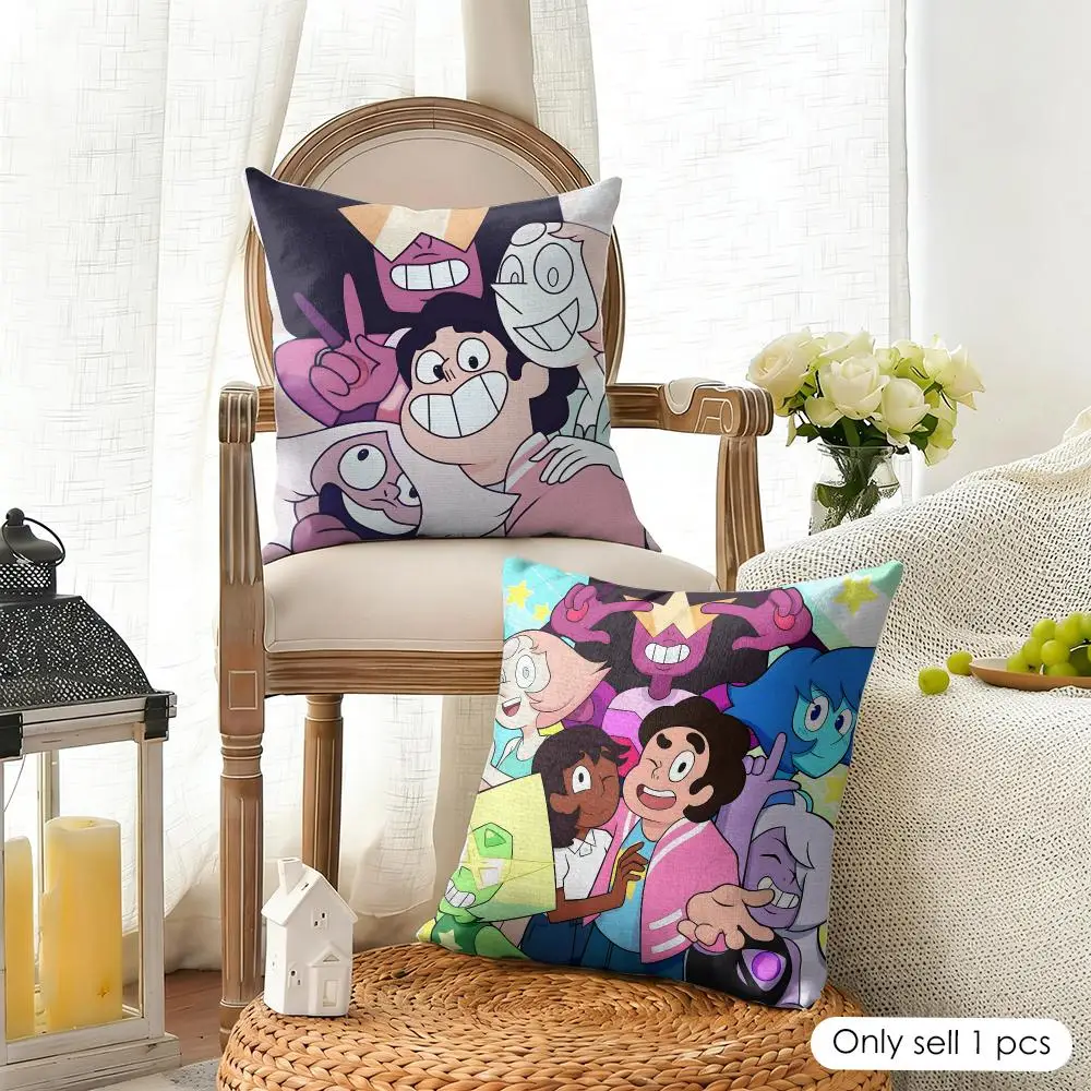 Anime S-steven Universe Cushion Cover Organic Linen Square Pillow Case Durable Non-Allergenic And Kind To Skin