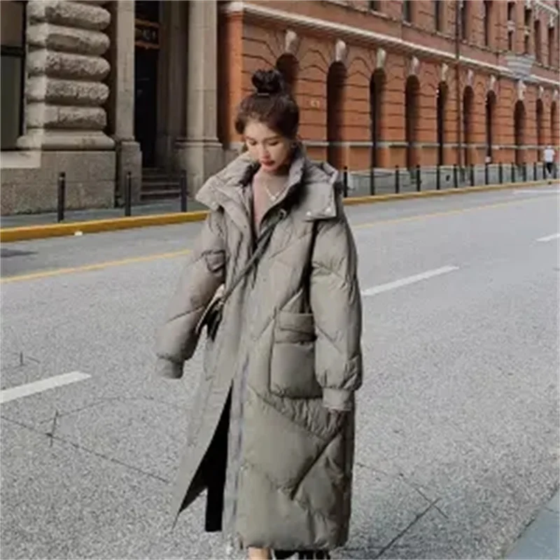 New Women 2023 Down Cotton Coat Winter Female Long Parkas Large Size Hooded Jacket Outwear Loose Overcoat Versatile Tideway