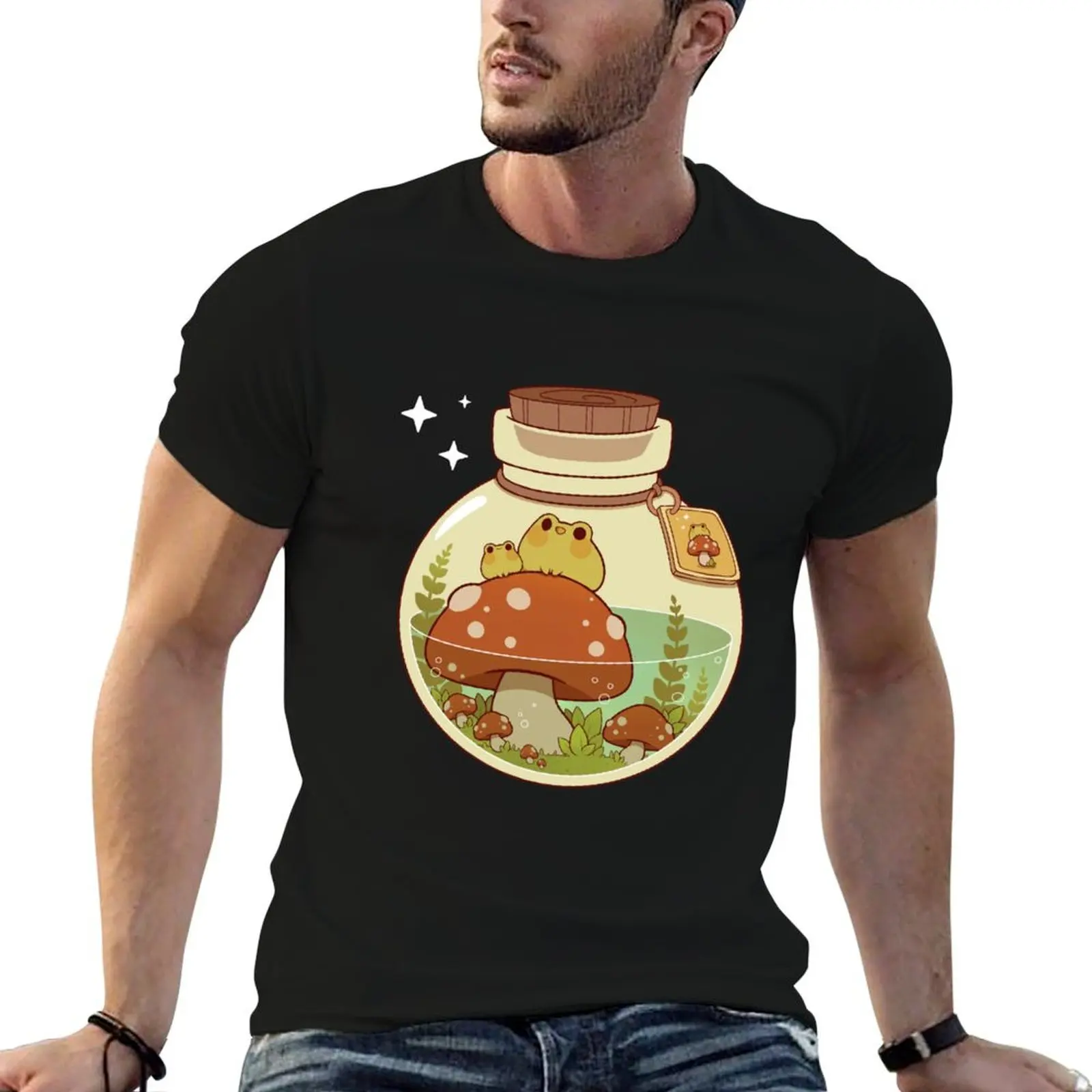 Frog and mushroom potion T-Shirt Work Wear Simple Tee Shirt