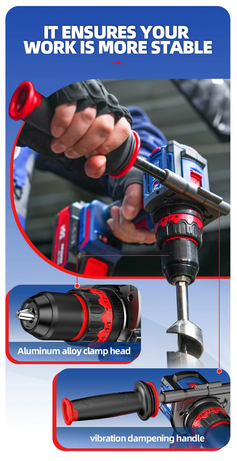 Brushless Cordless Impact Drill NANWEI Cordless 20v 13mm Ice Drill Power Tool 160NM High Torque