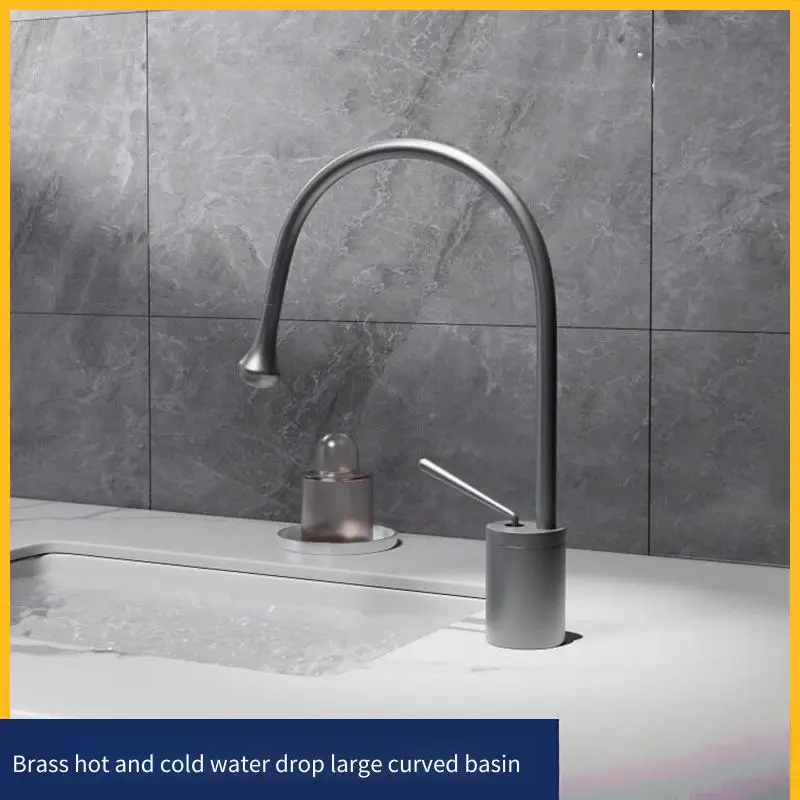 Swan water drop faucet bathroom cabinet rotating table basin faucet bathroom hot and cold basin faucet