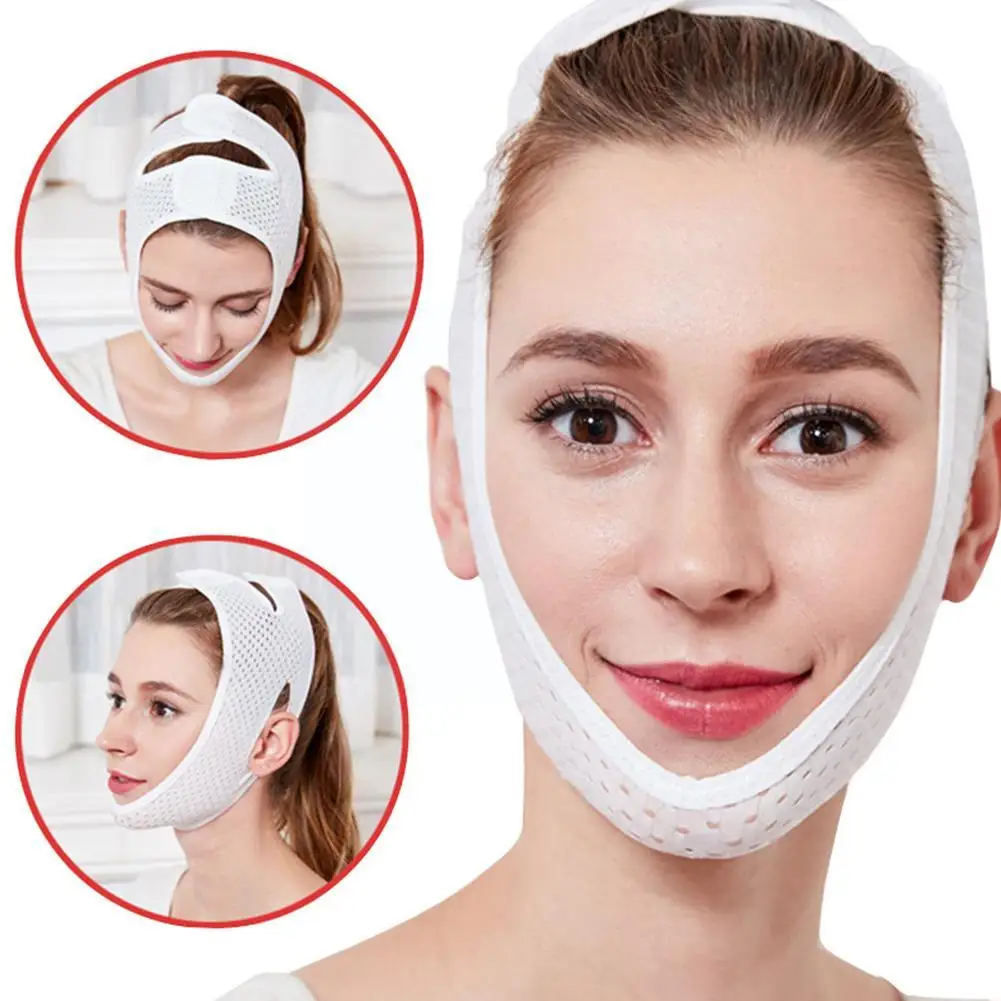 Slimming Face V-Fit Lift Up Belt Thin Neck Mask Sleeping Chin Care Shaper Belt Reduce Double Bandage Skin Face Face-Lift D9B4