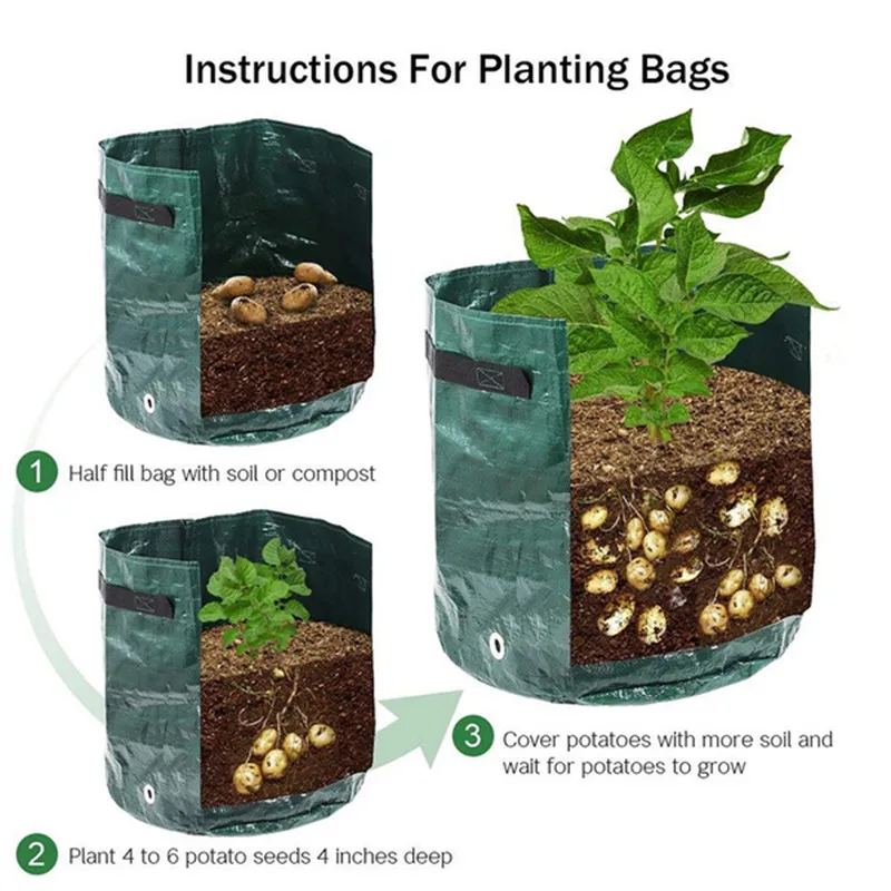 Potato Cultivation Planting Woven Fabric Bags Garden Pots Planters Vegetable Planting Bags Grow Bag Farm Home Garden Tool