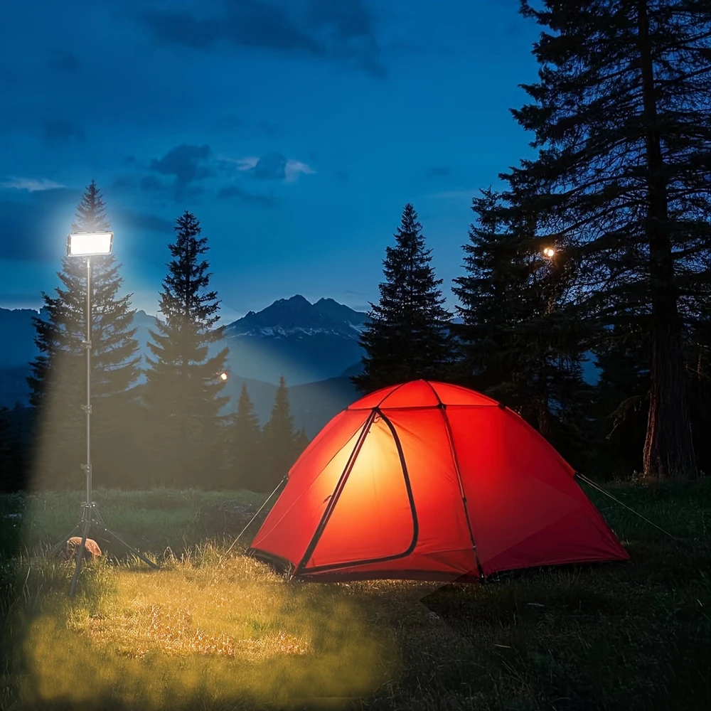 Stativ-LED-Fotolampe Arbeitsleuchte, USB-LED-Flutlicht mit 3 Einstellbaren Lichtfarben, für Innenräume, Werkstatt, Garage, Höhenverstellbar – Detail 1