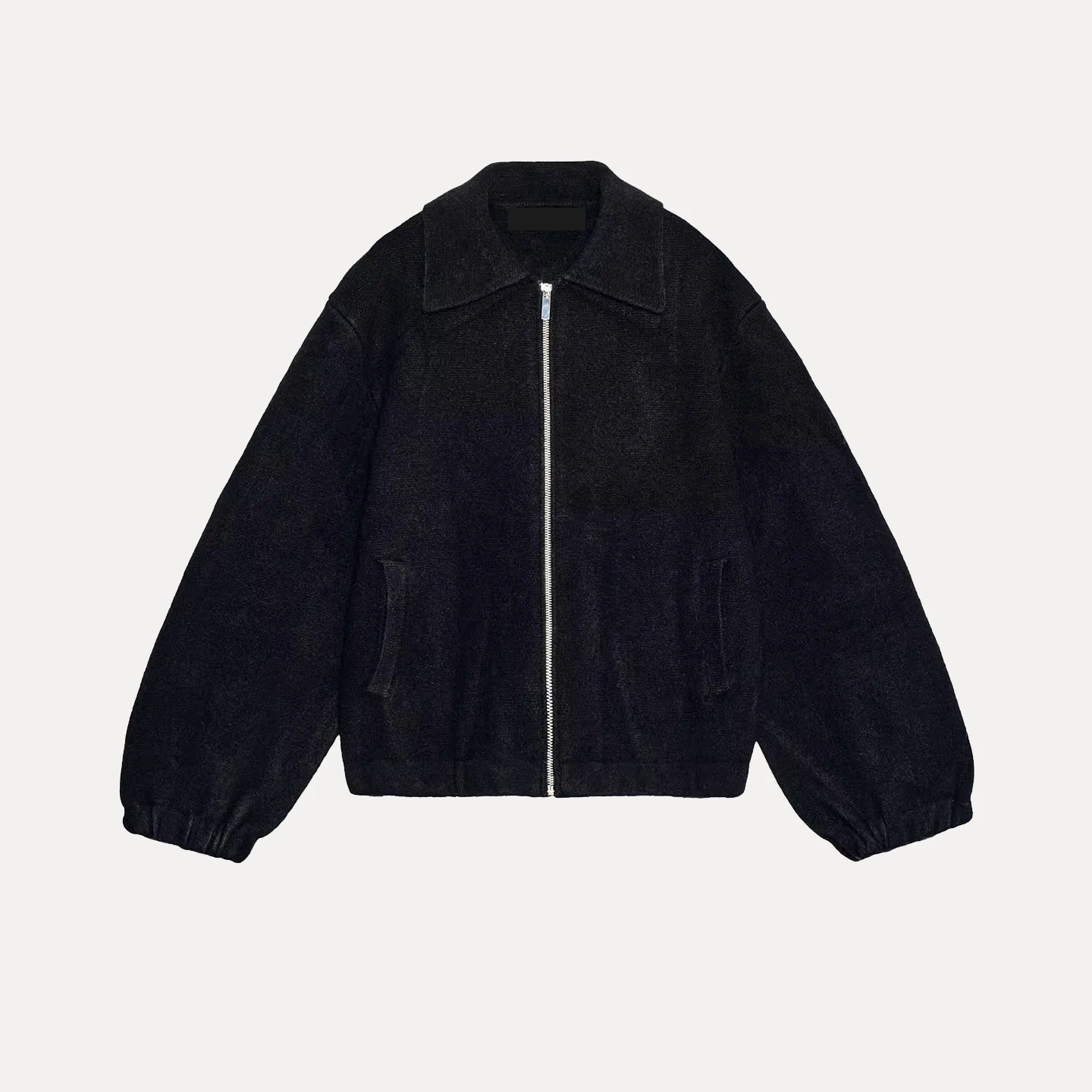 Z Women's Faion Pilot Knitted Jaet Zipper Collar Personali ort Outerwear Casual Loose Fit Long Sve Autumn Coat