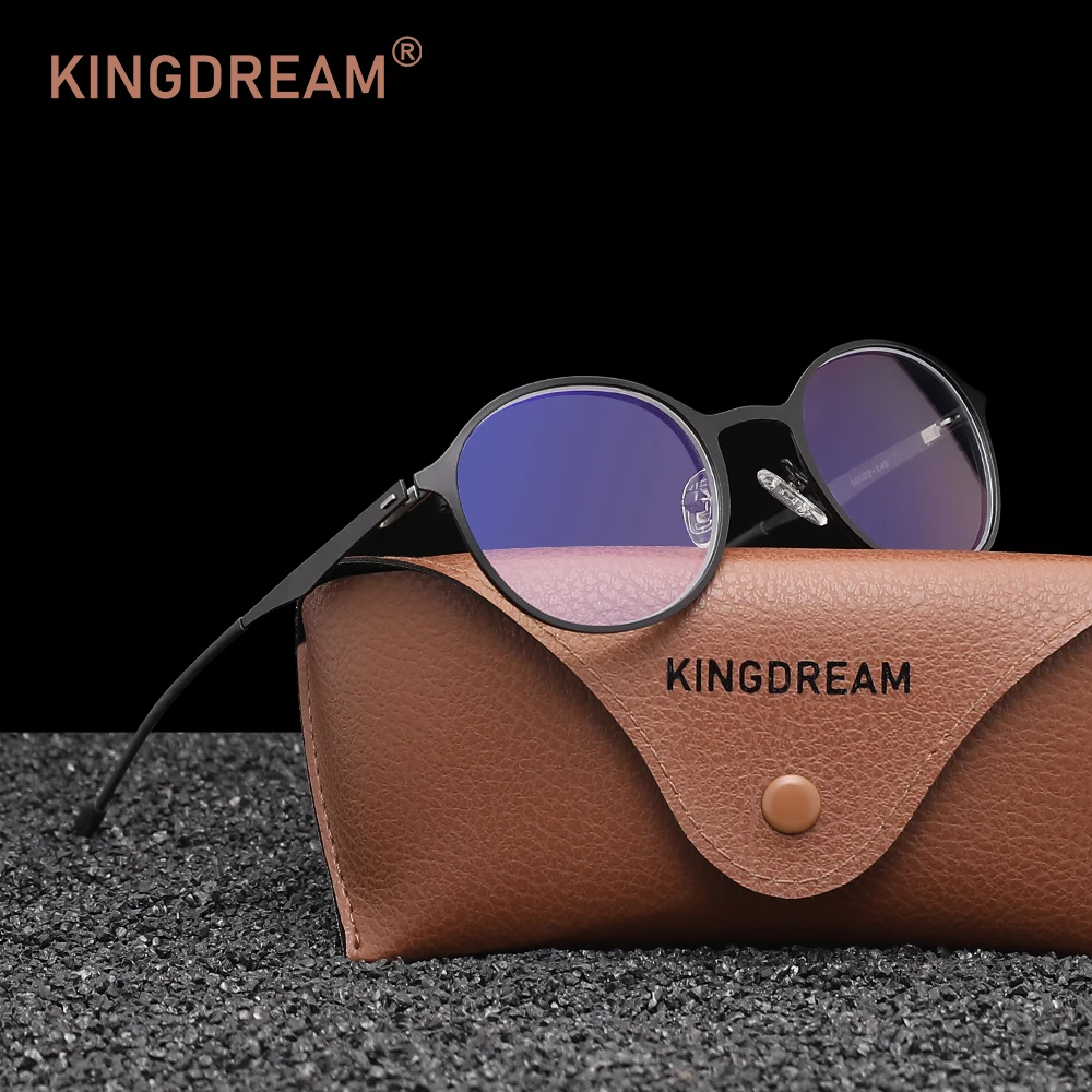 KINGDREAM Anti-Blaulicht-Brille für Herren/Damen, Computer-Brille mit Blaulichtfilter, Retro-Rundrahmen, transparente Gläser